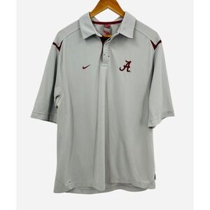 Nike Alabama Crimson Tide Polo Shirt Mens‎ Large Gray Short Sleeve Golf NCAA